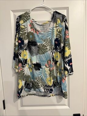 Talbots Floral Tropical Scoop Neck Tunic Top